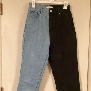 PacSun two toned black and light washed denim jeans